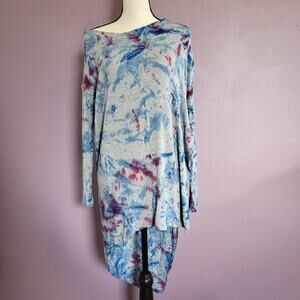Free People We The Free Tie Dyed Asymmetrical One Shoulder Grapevine Tunic